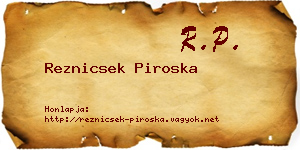 Reznicsek Piroska névjegykártya